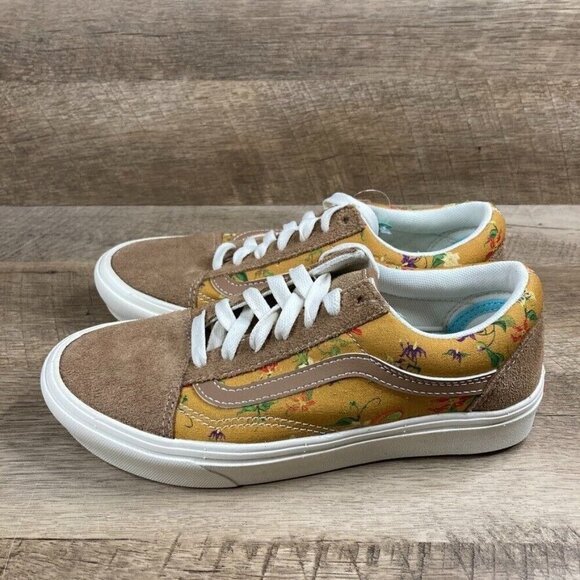 VANS Comfycush Old Skool Fatal Floral Golden Brown Shoes Sneakers Womens 6 NEW - Picture 4 of 11
